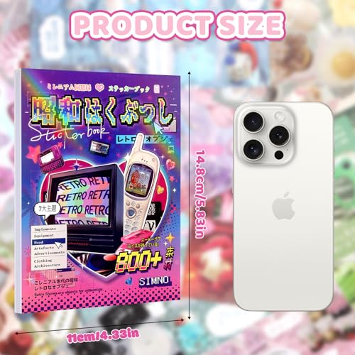 Tmtains 30 Sheets Japanese Sticker Book for Scrapbook 800+Pcs Heisei Retro Korean Sticker for Journaling Vintage Aesthetic Japanese Stickers Book for Adults DIY Scrapbooking Supplies (Showa Museum) - color: Ai-purple