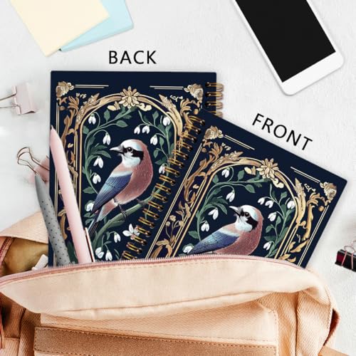 nvucamd Vintage Bird Spiral Notebook, Dark Academia Bird Floral Journal Notebook, Retro Cottagecore Botanical Journaling Notebooks for Women, Birds Lovers Gifts Office Supplies, 5.5x8.3Inch - color: bird