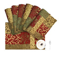 Loom and Mill Luxury Patchwork Damask Placemats Set of 6, Red Gold, 12x18in - color: Red Gold, size: 6 Piece-12x18 inch