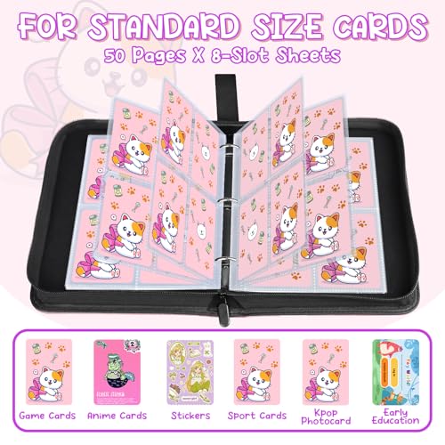 Premium 4-Pocket Trading Card Binder, 400-Card Capacity, Rose Pink - color: Rose Pink