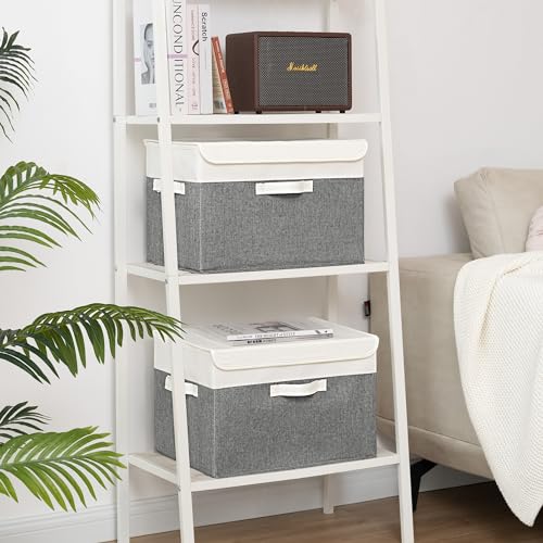 GRANNY SAYS Memory Keepsake Storage Box, Fabric Storage Bins with Lids - color: Gray & White, size: Extra Large