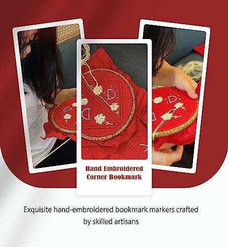 Personalized Hand Embroidered Corner Bookmark, Cute Flower Book Mark, Hand Stitch Gift for Women Book Lovers by HNQCPCVU (N, RED) - color: Red, size: N