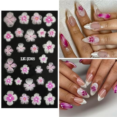 Flower Nail Stickers for Nail Art Plumeria Nail Decals for Women - color: Colorful-05