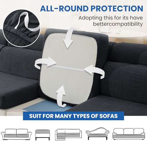 Super Stretch Sofa Cushion Covers (1 Piece, Charcoal Gray) - color: Charcoal Gray, size: Chaise Cover