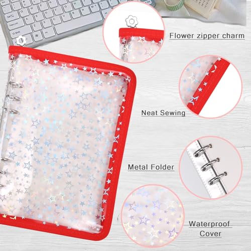 MUDOR 4 in 1 Sticker Storage Organizer Binder,Collecting Book Album Holder - color: Red