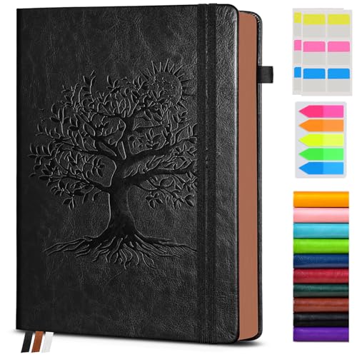 PAIBAS Lined Journal Notebook with 300 Page Numbered Pages, Vintage Leather - color: Black, size: A4 (8.5in X 11.3in)