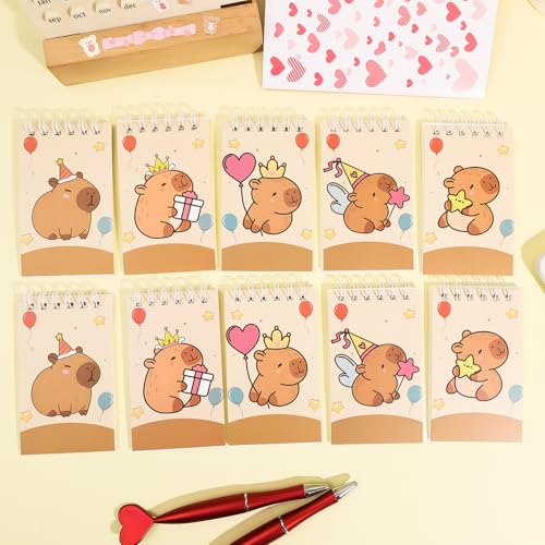 Random Cute Capybara Notebook Set Portable Diary Plan Mini Coil Pocket Notebook Student Stationery Gift,10 * 6cm (3Pcs) - color: 3Pcs