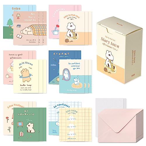 Monolike Day-by-day Card, Story town afternoon Ver.1 - Mix 36 Mini Single cards, 36 envelopes, 36 stickers Package - color: Story town afternoon Ver.1