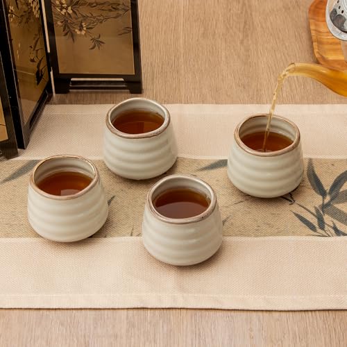 Ceramic Tea Cup Set, 5OZ Espresso Cups, Retro Grey, Set of 4 - color: Retro Grey