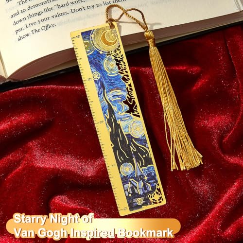 4 PCS Book Marks for Reading Women, Metal Van Gogh Bookmark - style: Oil-Painting Ruler
