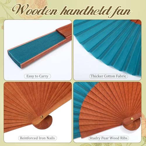 Blulu 6 Pack Silk Fans Handheld for Women Wood Frame,Colorful - color: Colorful