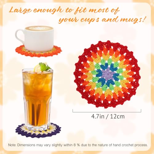 kilofly 10 pc Cotton Crochet Coasters for Drinks 12cm 4.7" Handmade Doilies Set