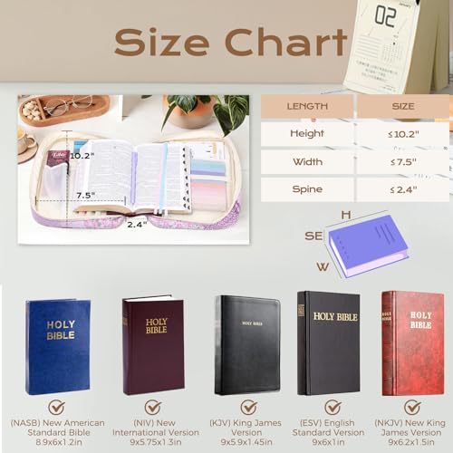 XKDOUS Bible Cover Case for Women Bible Bag Journaling Kit w/Study Supplies - color: Wine Patchwork, size: Large