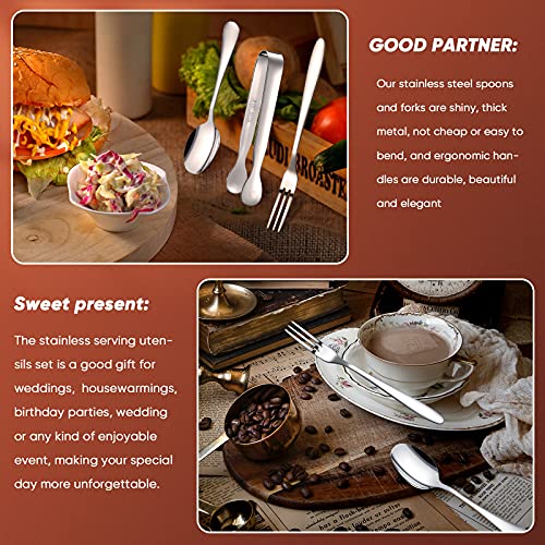 24 Pcs Mini Appetizers Forks and Spoons Tongs, Sharp Spoon, Silver - color: Silver, size: Sharp Spoon
