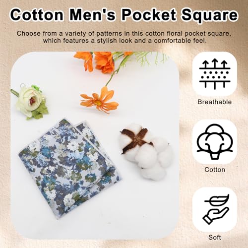 Cotton Floral Handkerchiefs for Men Wedding Evening Daily Work Prom - color: Grey,blue,white,green