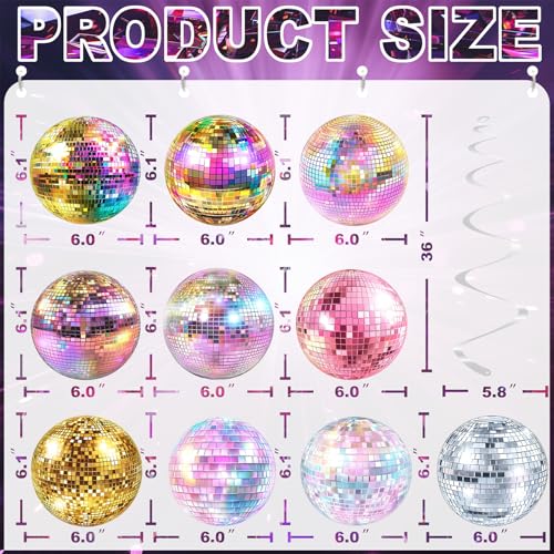 40 Pack Disco Hanging Decorations – Retro Dance Birthday Decorations for Girls, Disco Party Supplies and Groovy 70s Theme Decor