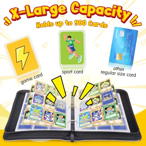 Card Binder, 9-Pocket Design, 900-Card Capacity with 5 Top loaders - color: Classic, size: 9-Pocket