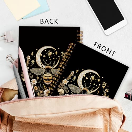 nvucamd Gothic Bee Spiral Notebook, Bees Floral Journal Notebook, Witchy Bee Themed Journaling Notebooks for Women, Gothic Bumble Bees Gifts Office Supplies, 5.5x8.3Inch - color: bee