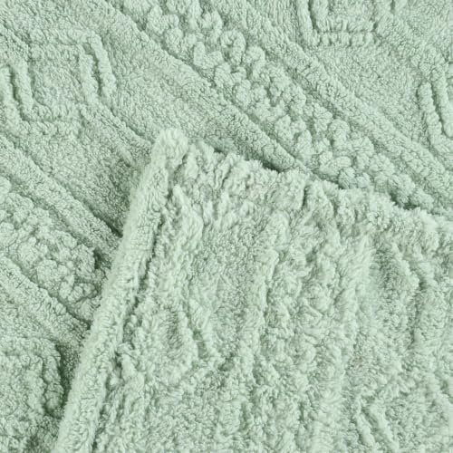 SUPERIOR Fleece Boho Jacquard Blanket, Decorative Blankets for Bedroom, Sofa, Fuzzy, Plush, Fluffy, Soft, Cute Room Decor, Beautiful Cover, Comfort Essentials, Arctic Collection, Throw, Sea Foam - color: Sea Foam, size: Throw