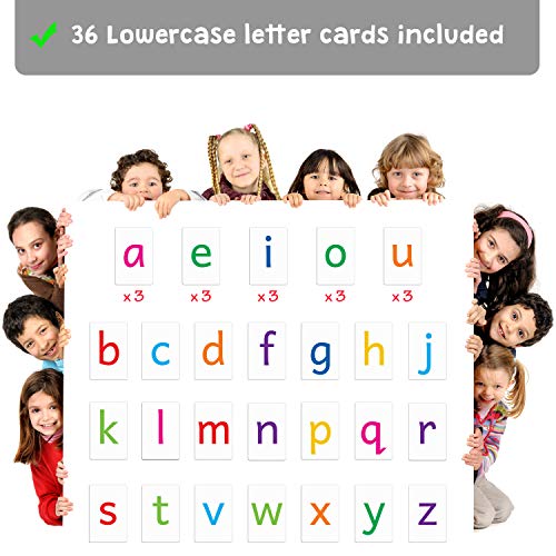 Attractivia Magnetic Big Alphabet ABC Flash Cards - 36 Sturdy Lowercase Large Letters(3 Sets of Vowels) - for Classroom Teachers, Homeschool, ESL, Kids and Adults - style: Lowercase