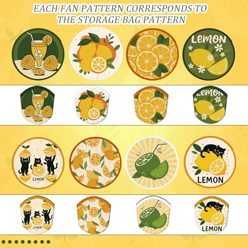 Gejoy 24 Pcs Capri Lemon Foldable Flying Disc Hand Fans Round 8 Style - color: Capri Lemon