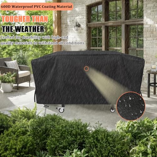 Grill Cover for Blackstone Bronco 5-Burner 44 Inch Griddle, Heavy Duty Outdoor Waterproof Flat Top Pellet Smoker Griddle Cover for Black Stone 5 Burner 44" Omnivore Grill BBQ Accessories - size: 75"L x 24.8"W x 33.5"H