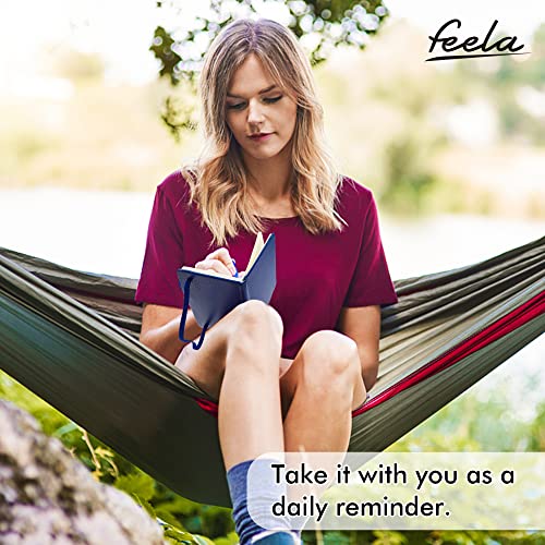 feela 3 Pack Pocket Notebook Journals with 3 Black Pens, A6 Mini Cute Small Journal Notebook Bulk Hardcover College Ruled Notepad with Pen Holder for Office School Supplies, 3.5”x 5.5”, Navy - color: A6 3 Navy