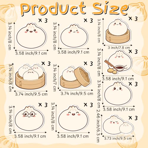 CJiangpo 30 Pcs Dumplings Sticky Note Little Dumpling Self Sticky Notepad - color: Dumplings