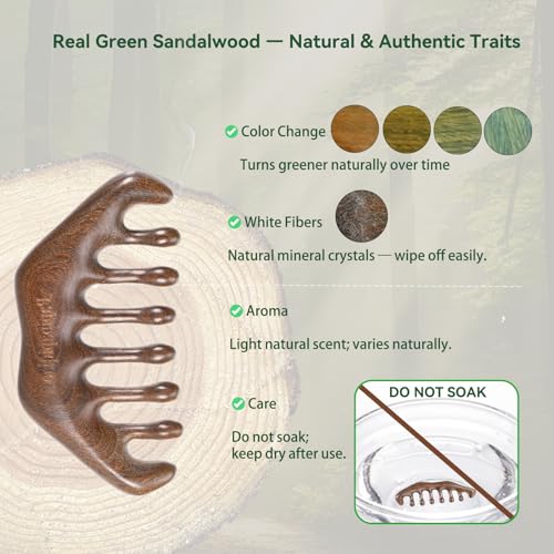 Natural Green Sandalwood Multi-Point Gua Sha Tool – Handheld Wooden Face, Scalp & Body Massage Tool, Trigger Point & Relaxation Accessory for Neck, Back & Legs, Gift-Ready Self-Care Tool - color: Sandalwood Quiet
