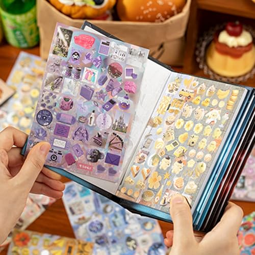 2pc Aesthetic Sticker Book: Dreamcore & Foodie Themes - 30 Matte, Glossy & Foil Sheets with Hard Cover for Journaling, Scrapbooking, Planner & DIY Crafts - color: 2 Pcs