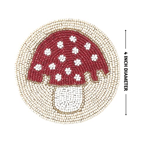 Folkulture Boho Coasters Set for Drinks | 4" Round Farmhouse or Rustic Table Coaster for Coffee Table | Modern Coasters for Bar | Cute Coaster for Housewarming Gifts for Women - color: Magic