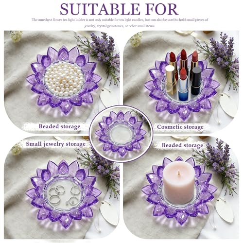 Crystal Flower Jewelry Tray, 1, 6.3" Purple - size: 6.3"(W)- Purple
