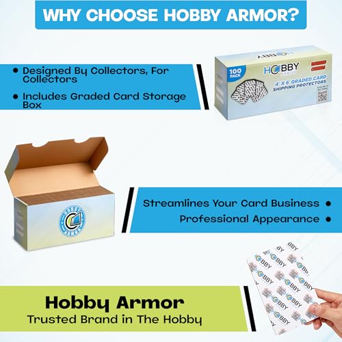 Hobby Armor Graded Trading Card Shipping Protector, 4x6 Cardboard, 100 Pack - color: 100 Pack - Vibrant