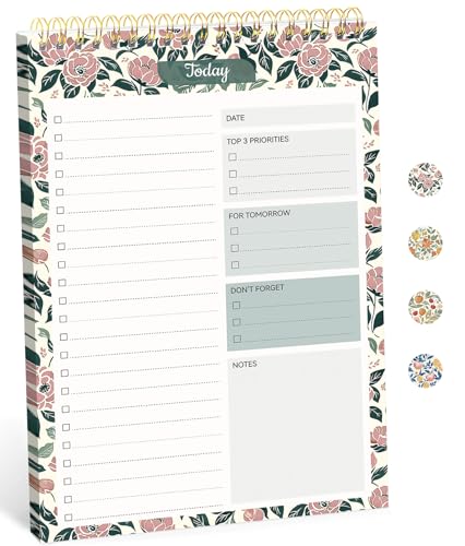 Taja To Do List Notepad, Undated Daily Planner for Work and Goal Setting - color: t-Rose Meadow, size: 1 Pack