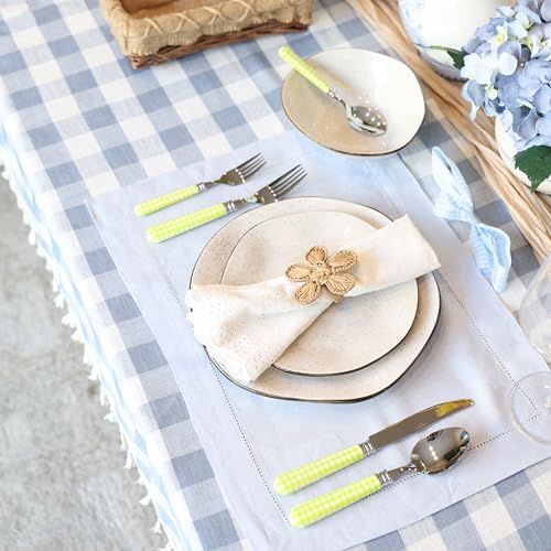 ANNOVA Silverware Set 20 Pieces Cutlery Stainless Steel Colorful Fun Handle Flatware Service for 4 - Dinner Knife, Dinner Fork, Salad fork, Dinner Spoon, Dessert Spoon (Checker Light Green, 20 Pieces) - color: Checker Light Green