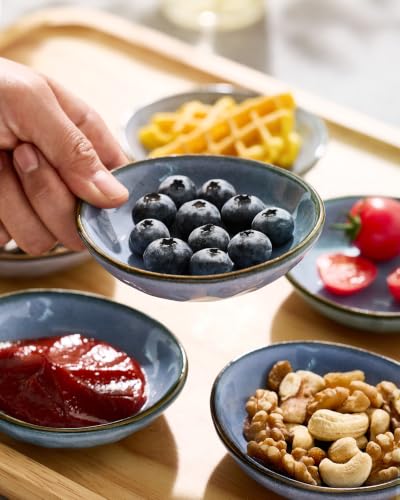 famiware Ceramic Soy Sauce Dish, 2.1oz Dipping Bowl Set of 8, Blue - color: Blue, size: 8pcs