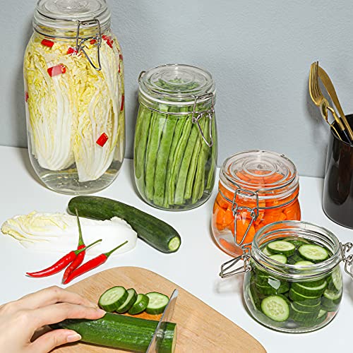 ComSaf Round Small Glass Pantry Jars with Airtight Lids 17 oz 6 Pack - size: 17 fl oz x 6