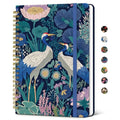 Taja Spiral Lined Journal for Women, Pretty Hardcover Journal Notebook, A5 - color: R-Midnight Cranes