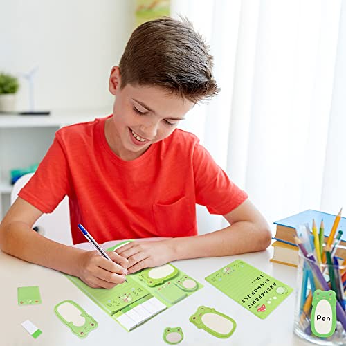 Xqumoi I Just Really Like Frogs Sticky Notes Set, 550 Sheets, Cute Cartoon Frogs Self-Stick Notes Pads Animal Divider Tabs Bundle Writing Memo Pads Back to School Office Supplies Small Gift - color: 1pack-frog