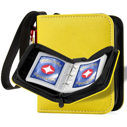 GEAoffice 1 Pocket Mini Card Binder Holds 80 Cards with Zip Closure, Yellow - color: Yellow-1 Pocket