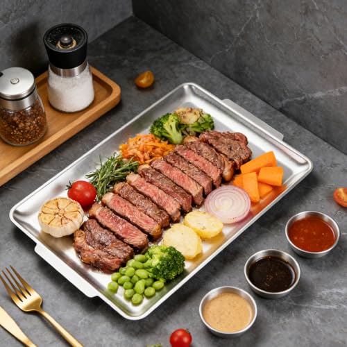2 Pack 201 Stainless Steel Serving Platters 16x11 Inch