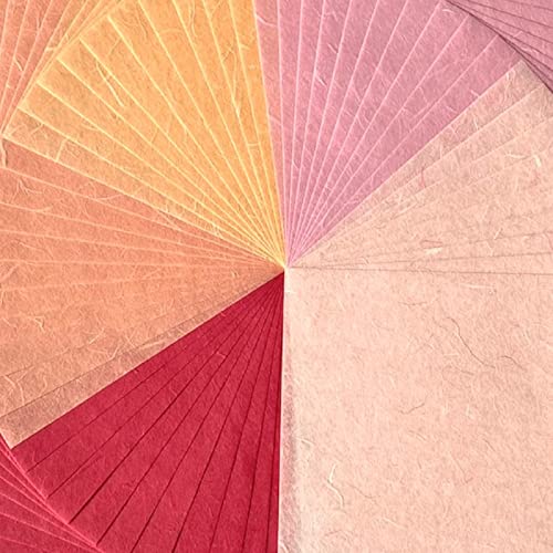 Natural Fiber Mulberry Paper Sheets 6 x 6 Inches, 50 PCS Handmade Craft Paper for Origami, Scrapbooking, Card Making, DIY Decoration, Mixed Media Art (Wedding Tone,) - color: Wedding Tone, size: 6 x 6 inches
