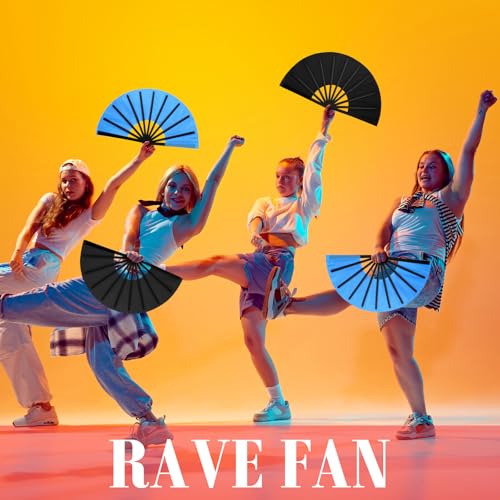Maitys 2 Pack Foldable Fans for Rave Dancing,Fresh Color,Simple Pattern - color: Fresh Color, style: Simple Pattern