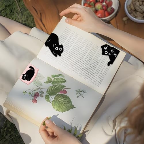 10 Pcs Cute Magnetic Bookmarks for Women, Black Cat Lover Gifts - color: Black Cat