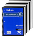 EPI Spiral Notebook | Wide - 70 Sheets, Durable Spiral Binding | 10.5 x 8 in | Classroom Supplies | School, Office, Note Taking, Journaling - 6 Pack - color: Blue, size: 6