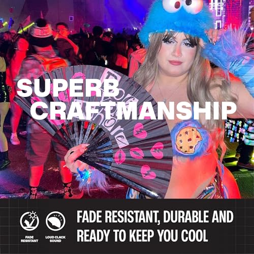 SoJourner Bags Boo Rave Fan - Large Folding Clack Fan for Men and Women - Rave Accessories for EDM, Line Dancing, Cosplay, Concerts and More - color: Boo You *****