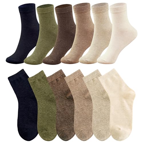 MAGIARTE Womens Mini Crew Cotton Socks,6 Pairs - color: Color#05