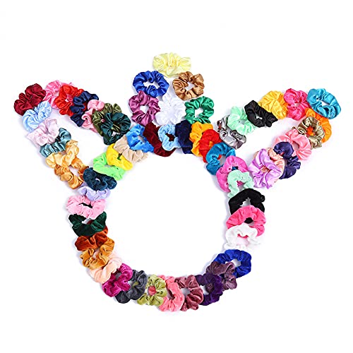 60 Pcs Scrunchies Velvet Scrunchies and Satin Hair Scrunchies for Women