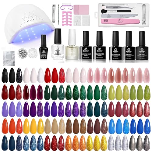 Beetles Gel Nail Polish Kit with U V Light -54 Pcs 32 Colors Gel Nail Kit - color: C-Mystic Wonderland