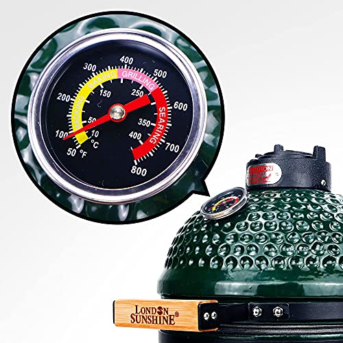 London Sunshine 15" Ceramic Kamado Charcoal BBQ Grill and Smoker, Green - color: Green